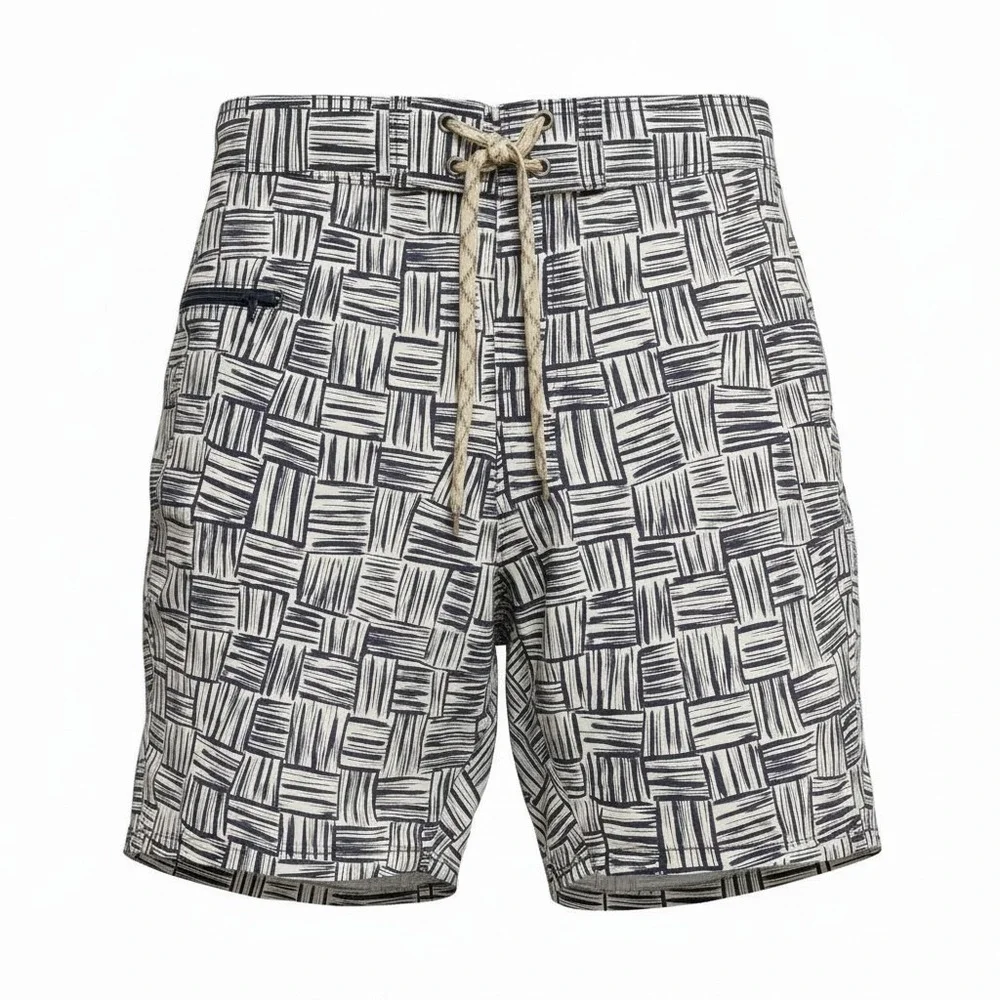 Patagonia Board Shorts‎ Mens 32 Navy White Abstract Print Nylon Swim Trunks Surf
